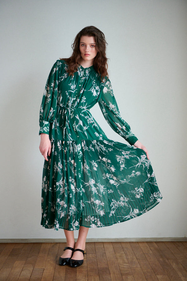 Janelle Floral Long Dress  <br> -GRN-