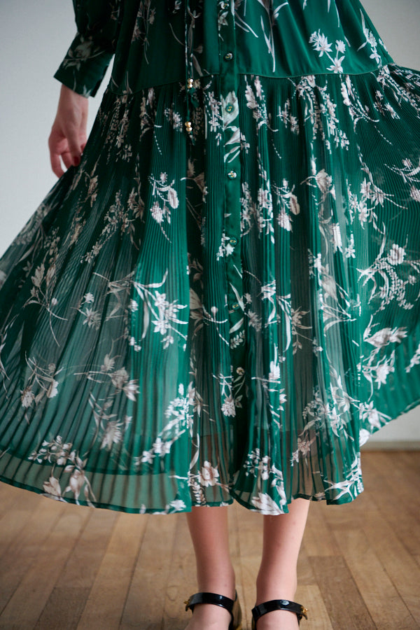 Janelle Floral Long Dress  <br> -GRN-