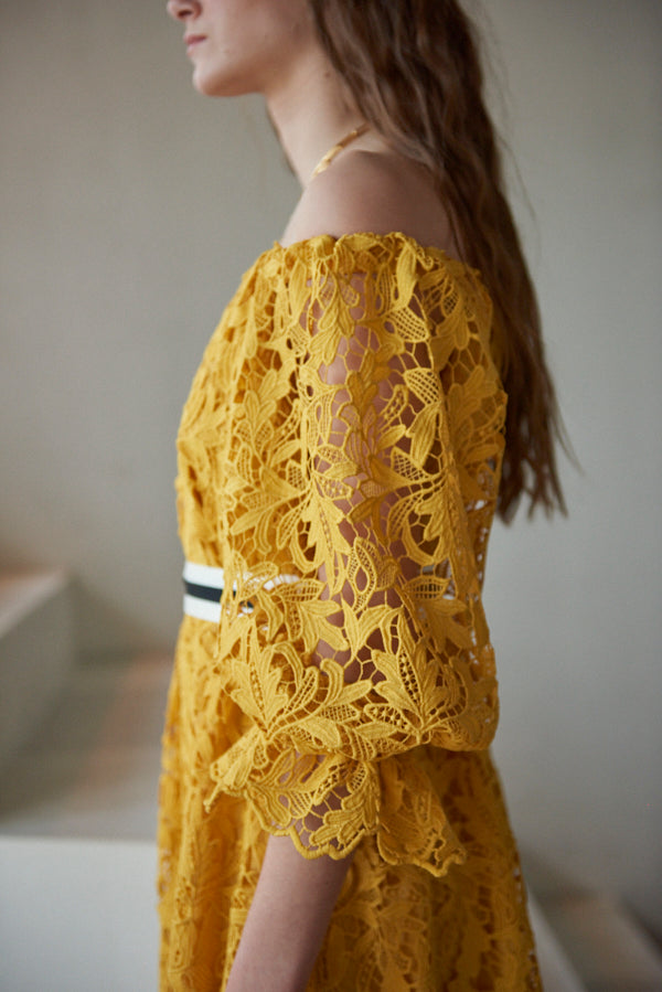 Sunset Lace Dress <br> -YEL-